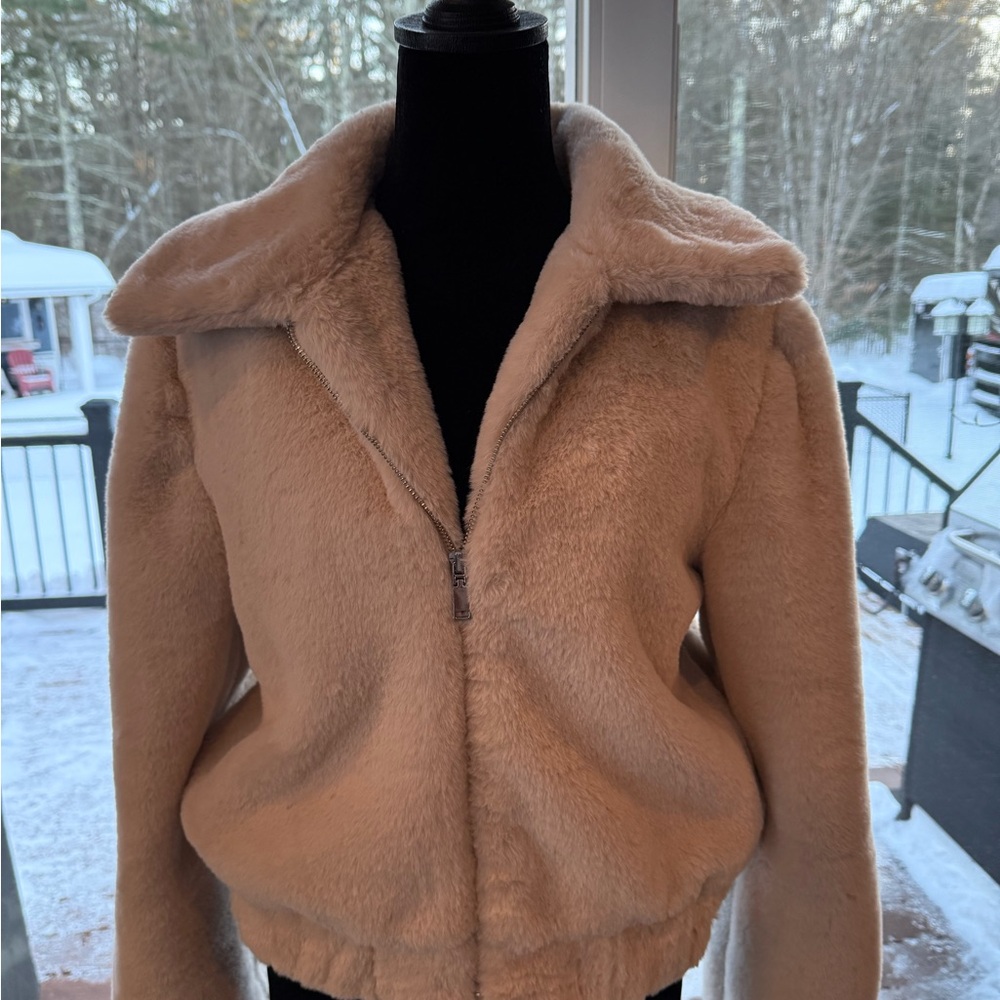 Women's Cream Faux Fur Jacket
